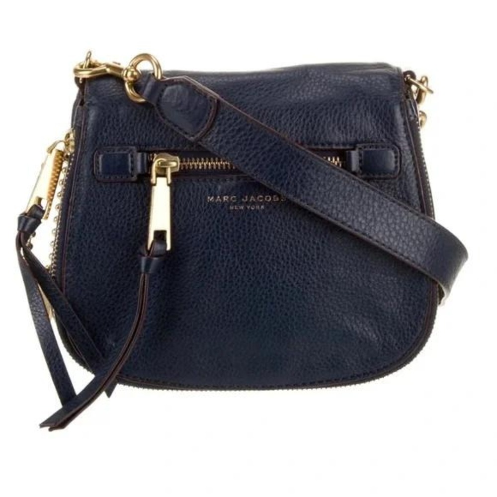 Marc Jacobs Navy Pebbled Leather Crossbody with Gold Hardware